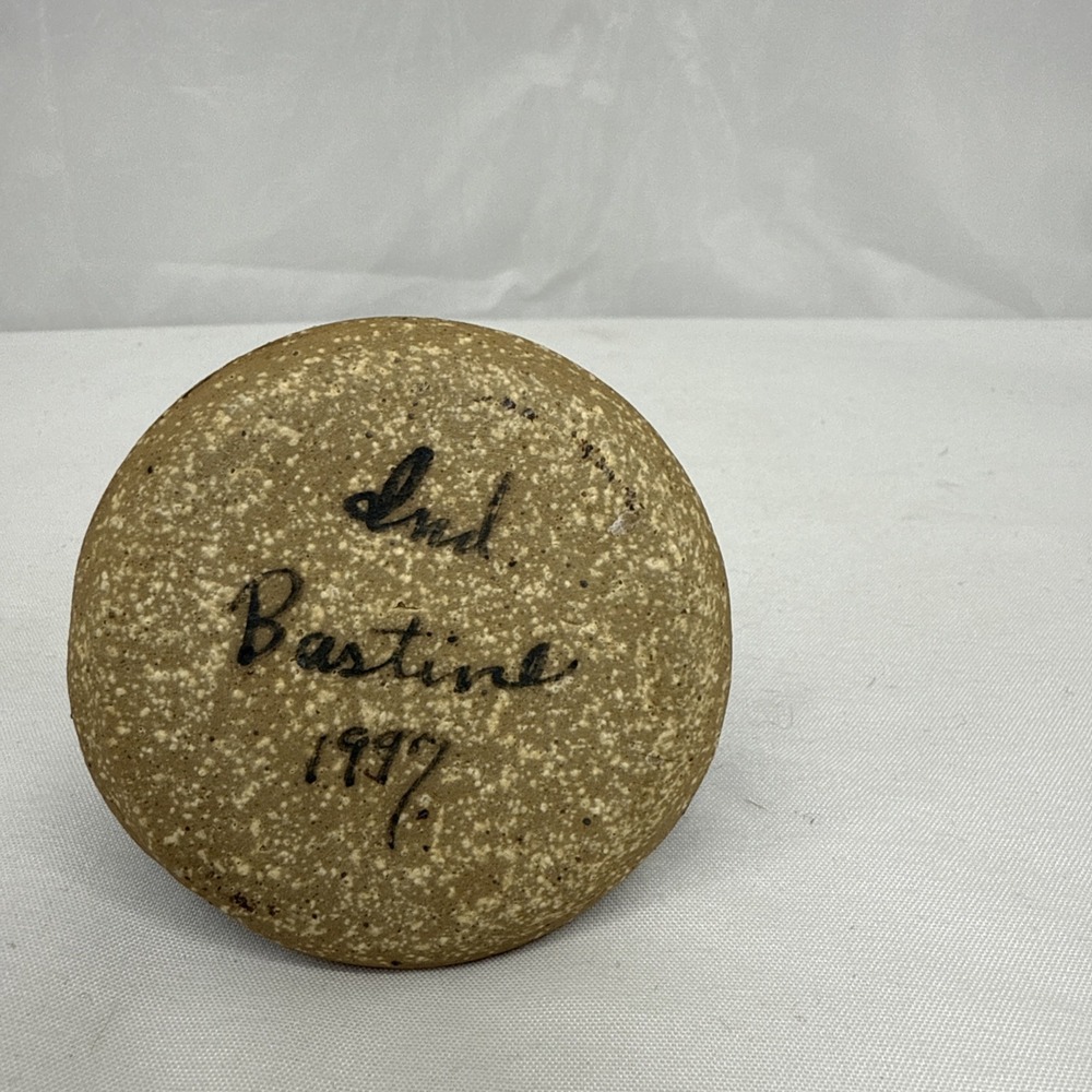 1997 Bastine Indiana Blue Sponge-Ware Studio Art Pottery Incense Holder Bud Vase - Picture 3 of 3